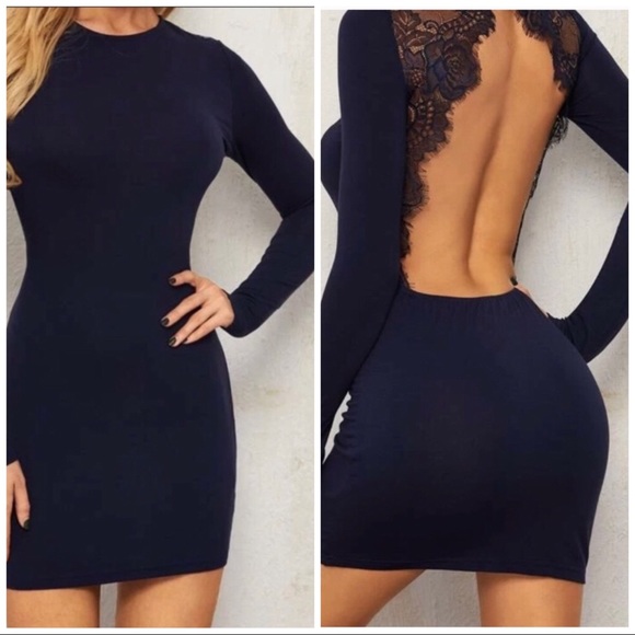 Dresses & Skirts - Eyelash Lace Backless Bodycon Dress